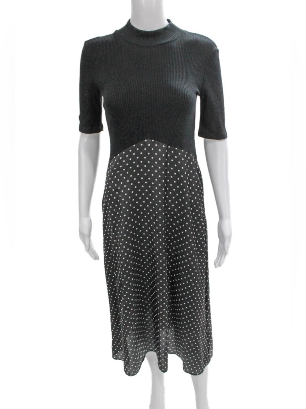 Zara Polka Dot Satin Knit Midi Dress Size
Small Black White Chic Classic….Sz: S